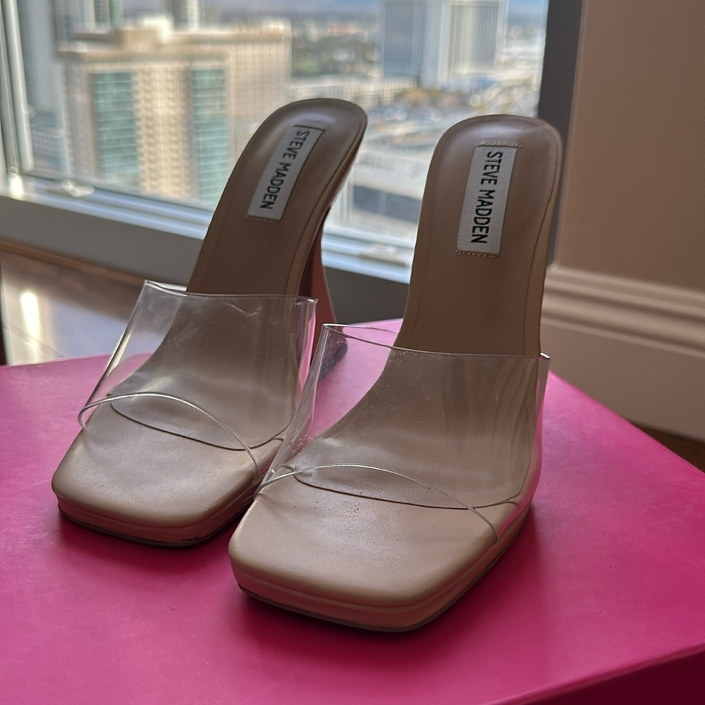 Clear nude heels